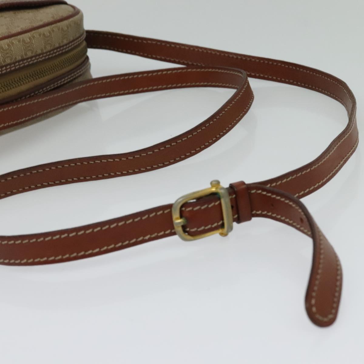 CELINE Macadam Canvas Shoulder Bag Beige Auth 138274