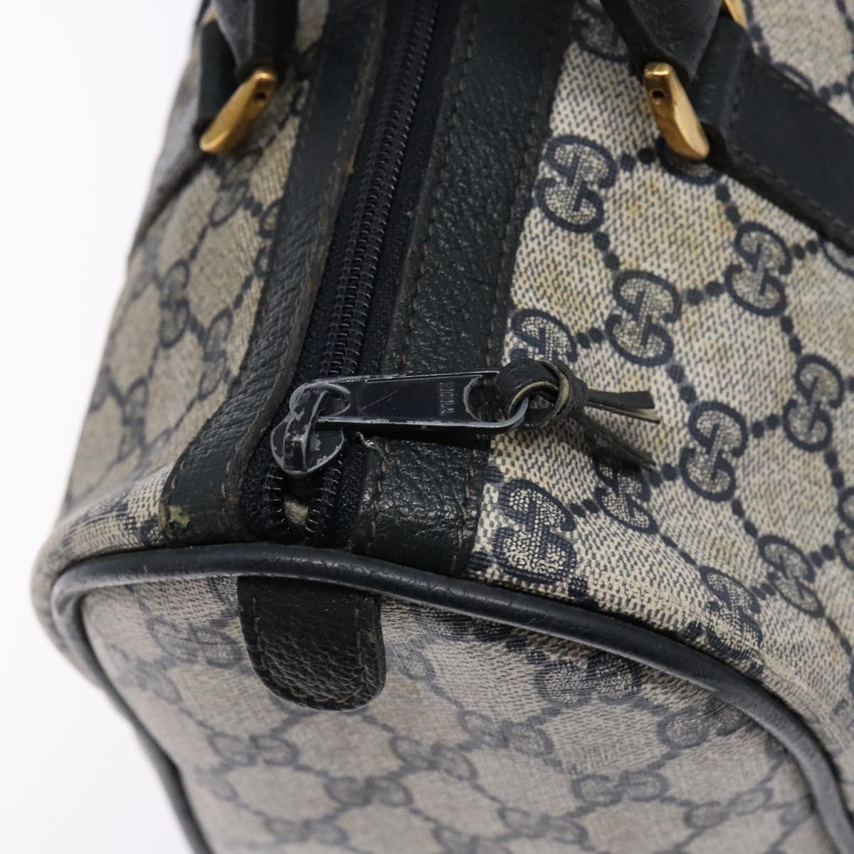 GUCCI GG Supreme Sherry Line Boston Bag PVC Navy Red gold Auth 138290