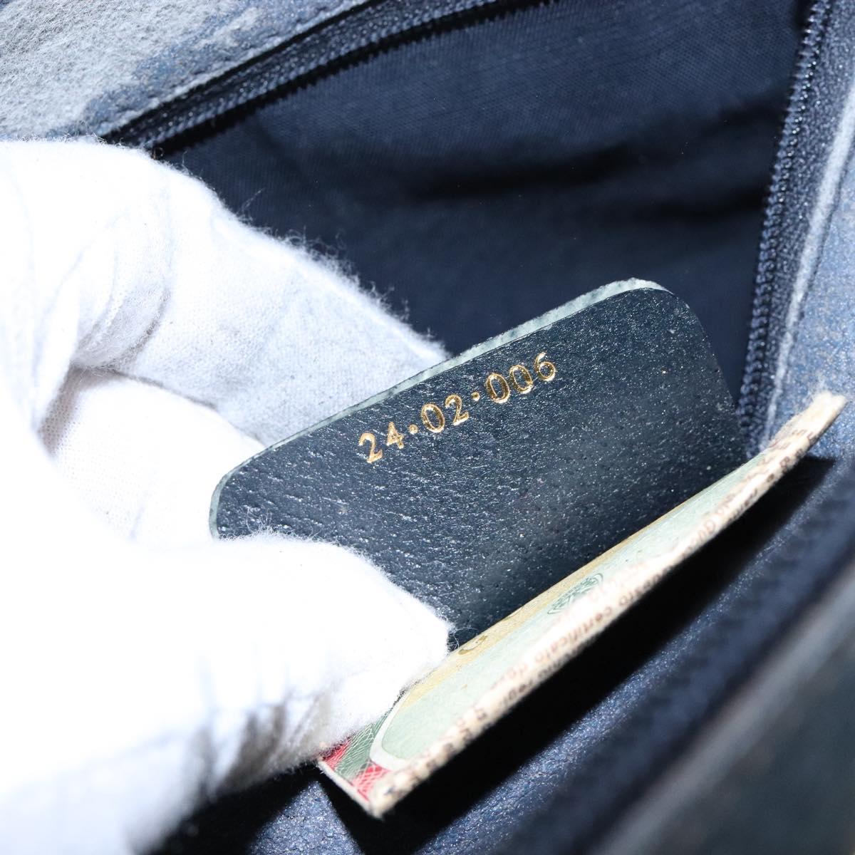 GUCCI GG Supreme Sherry Line Boston Bag PVC Navy Red gold Auth 138290