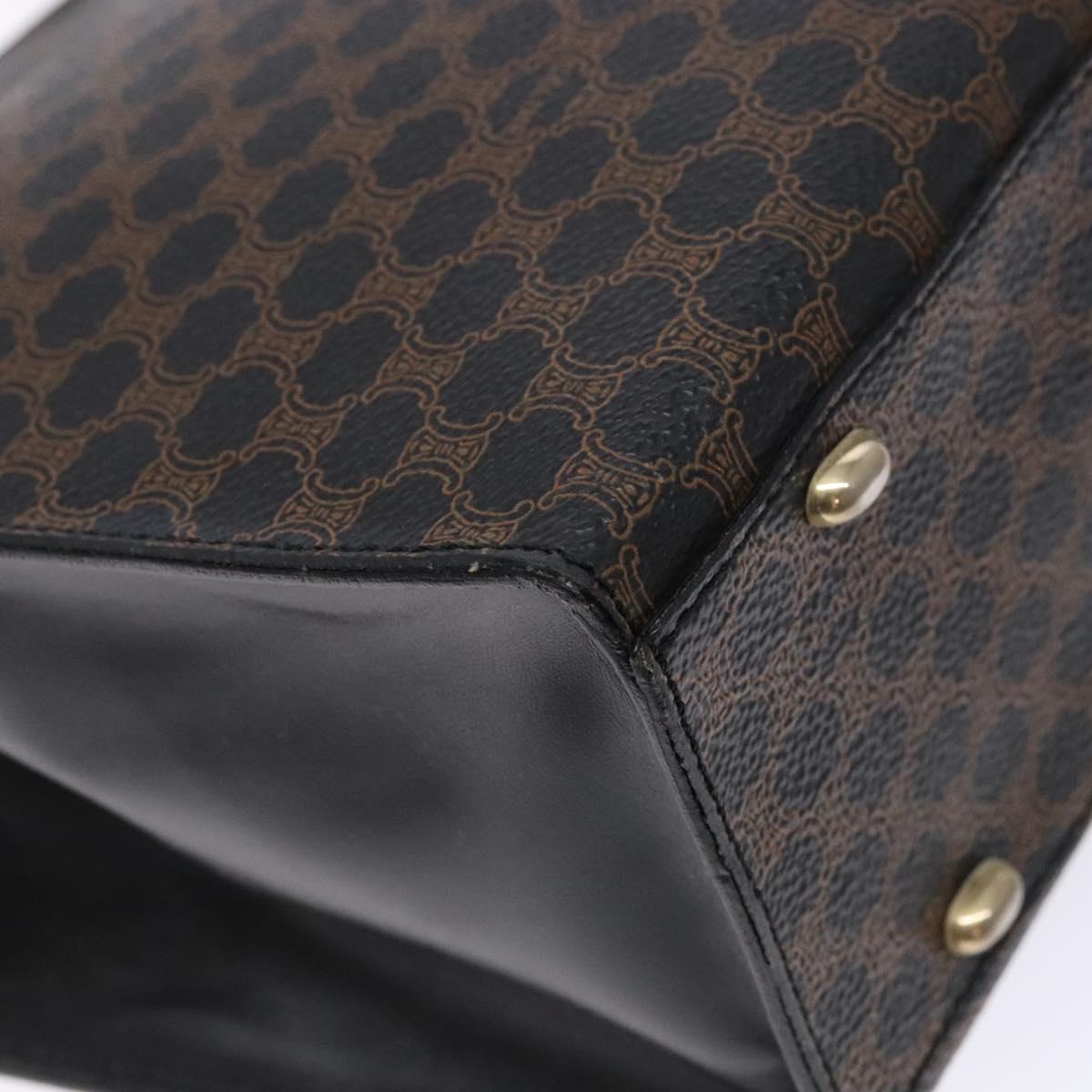 CELINE Macadam Canvas Hand Bag PVC Leather Black Gold Auth 138292