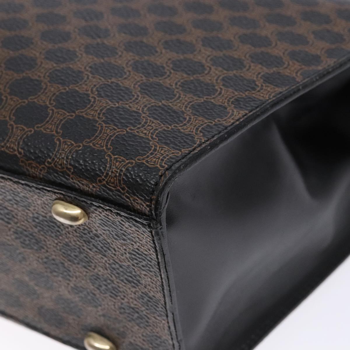 CELINE Macadam Canvas Hand Bag PVC Leather Black Gold Auth 138292