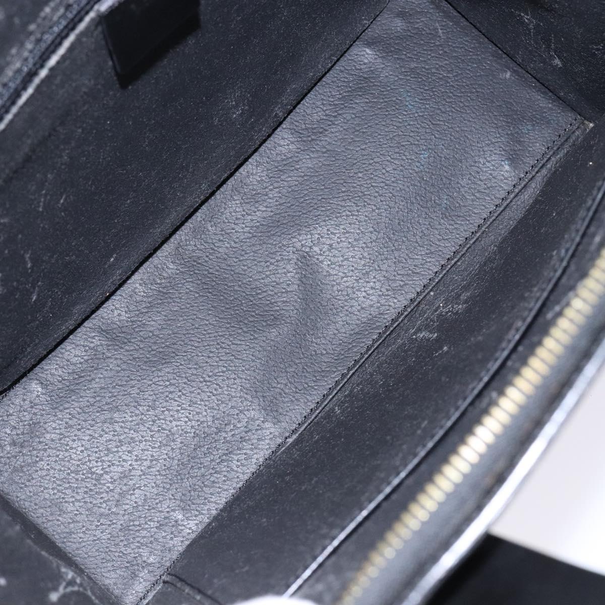 CELINE Macadam Canvas Hand Bag PVC Leather Black Gold Auth 138292