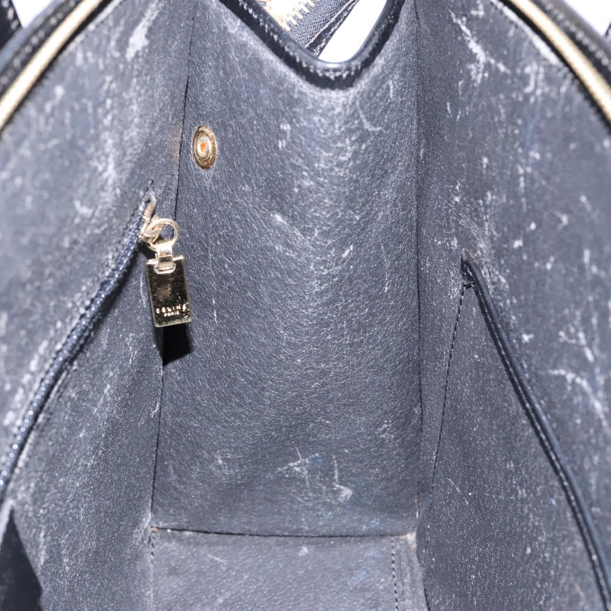 CELINE Macadam Canvas Hand Bag PVC Leather Black Gold Auth 138292