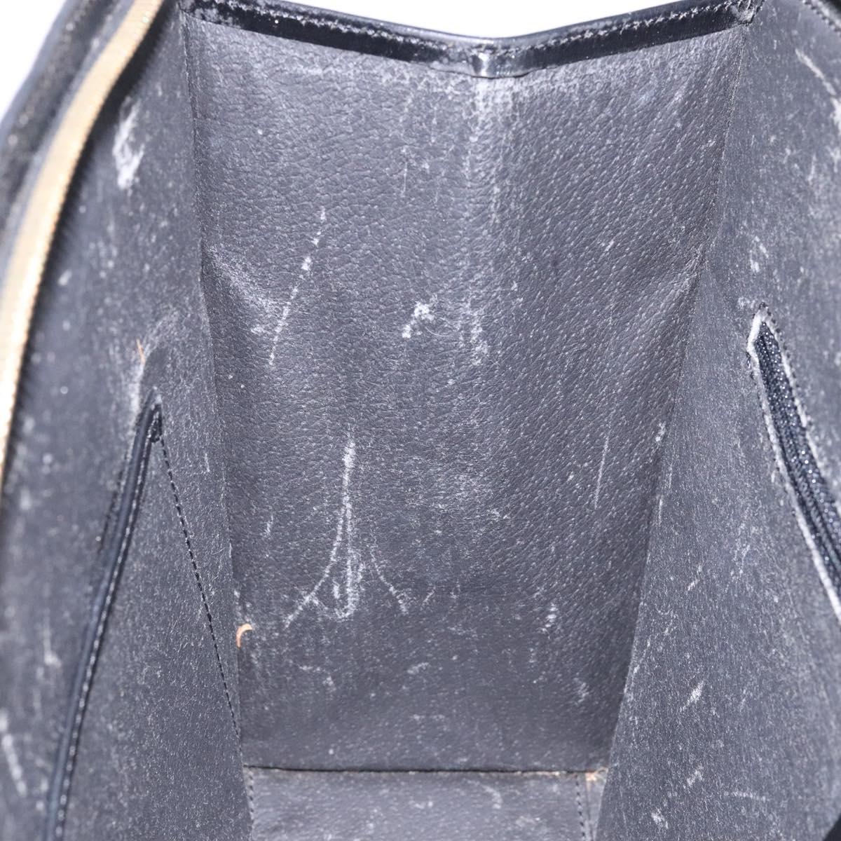 CELINE Macadam Canvas Hand Bag PVC Leather Black Gold Auth 138292