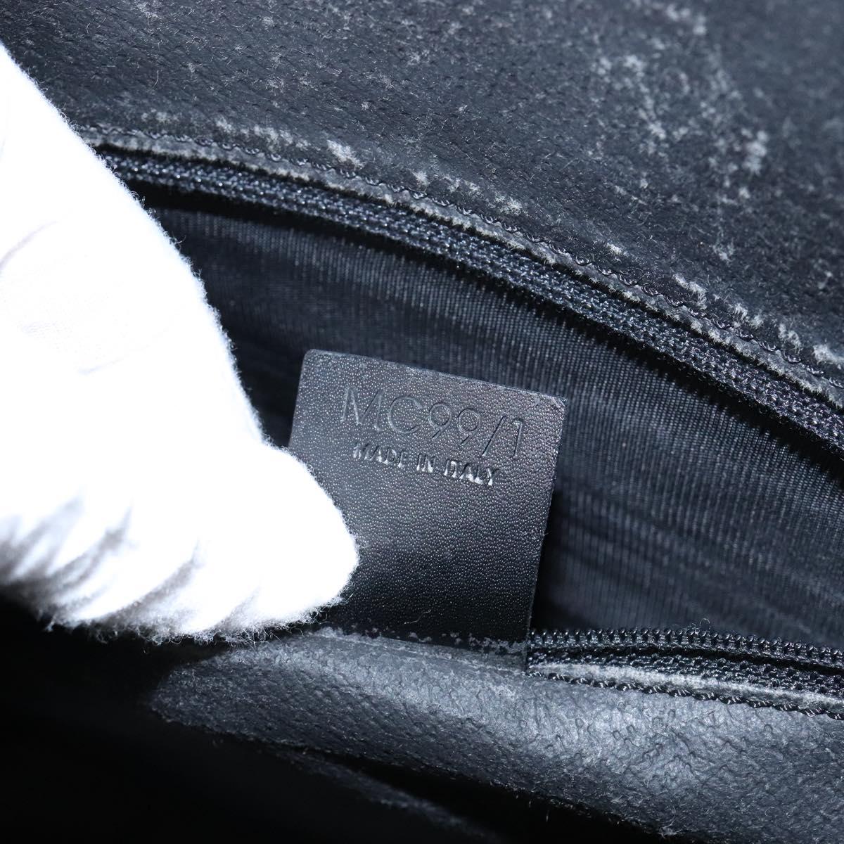 CELINE Macadam Canvas Hand Bag PVC Leather Black Gold Auth 138292