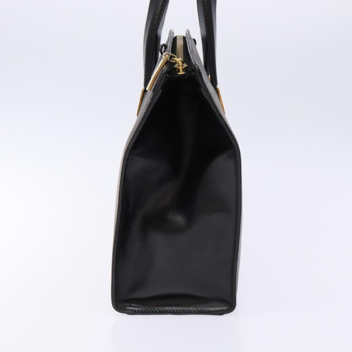 CELINE Macadam Canvas Hand Bag PVC Leather Black Gold Auth 138292
