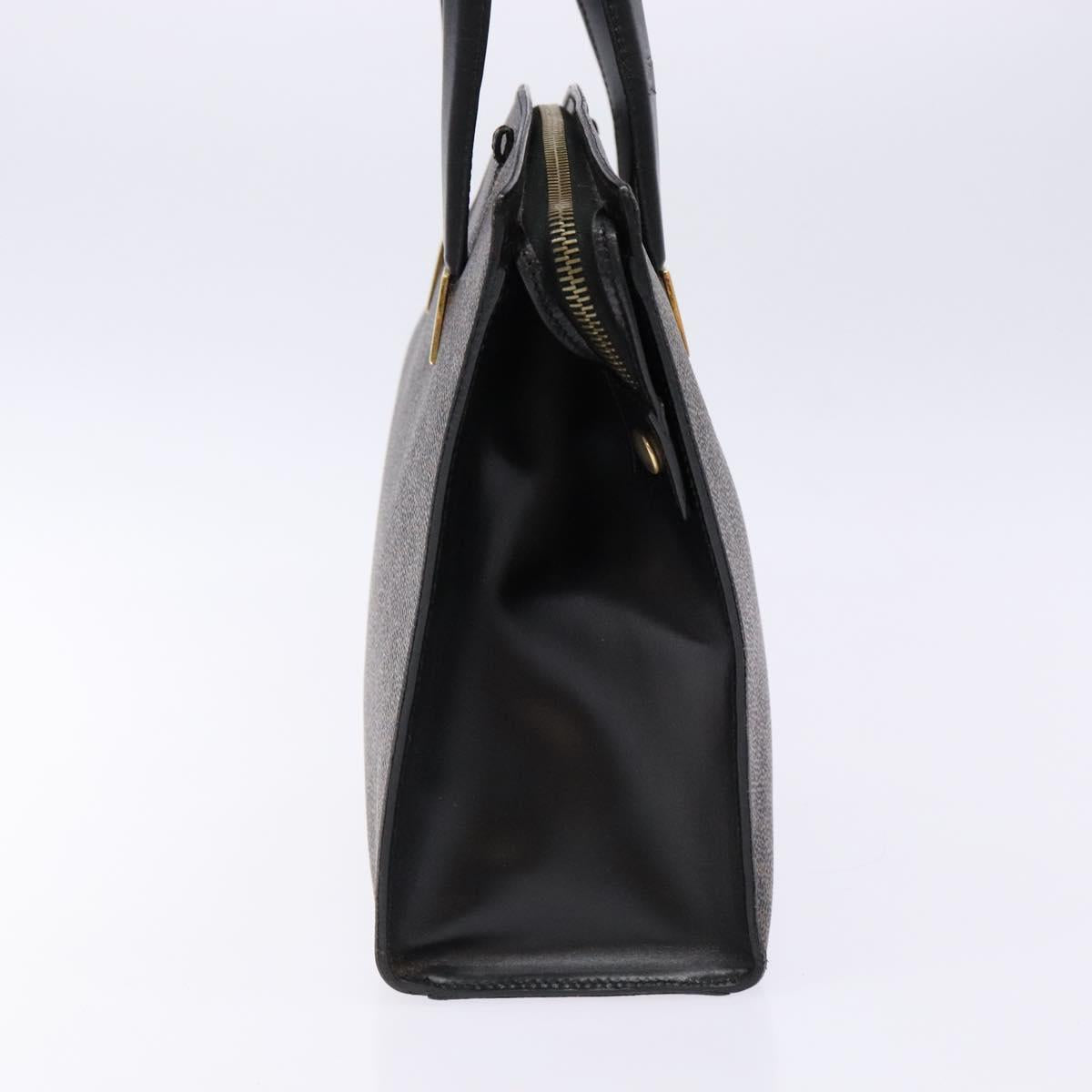 CELINE Macadam Canvas Hand Bag PVC Leather Black Gold Auth 138292