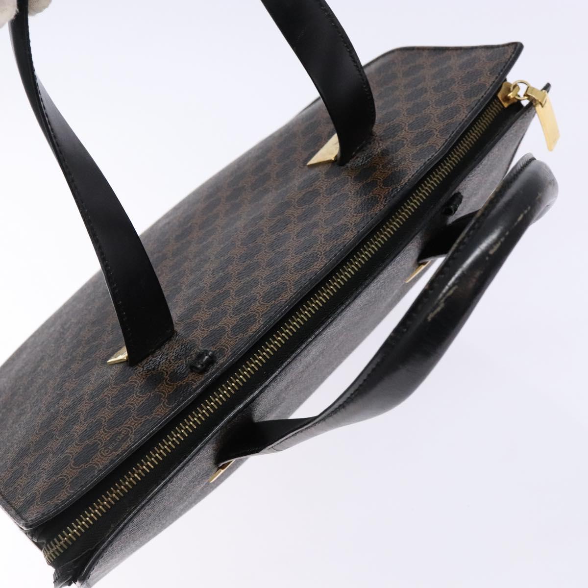 CELINE Macadam Canvas Hand Bag PVC Leather Black Gold Auth 138292