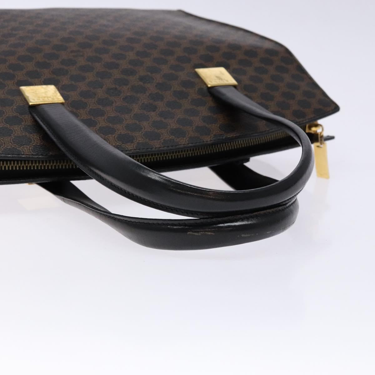 CELINE Macadam Canvas Hand Bag PVC Leather Black Gold Auth 138292