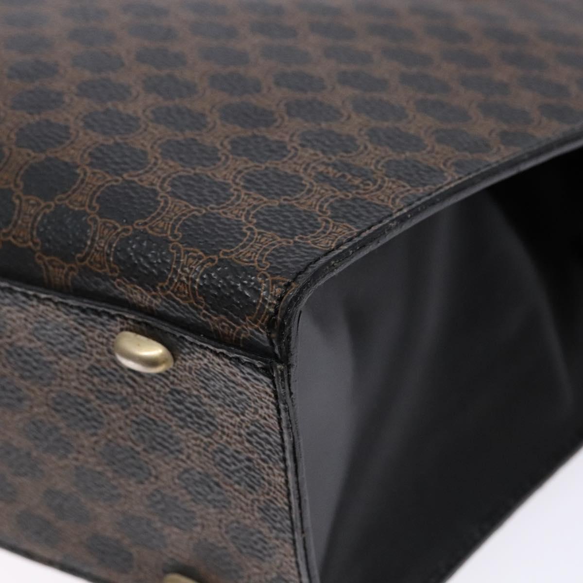 CELINE Macadam Canvas Hand Bag PVC Leather Black Gold Auth 138292