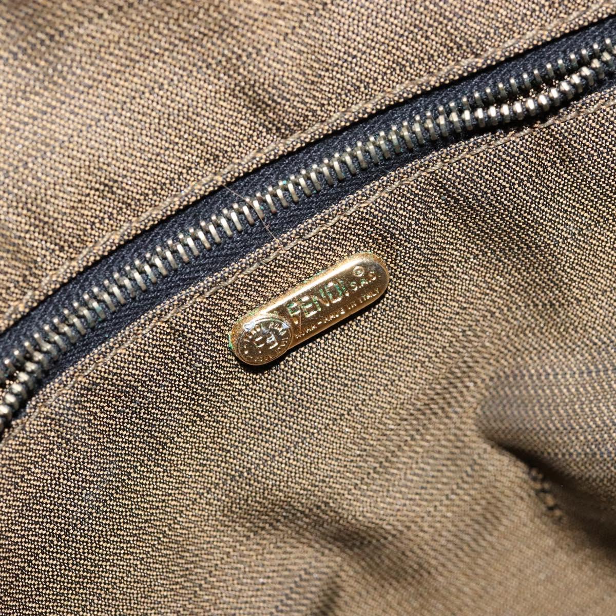 FENDI Zucca Canvas Vanity Pouch Brown Black gold Auth 138304