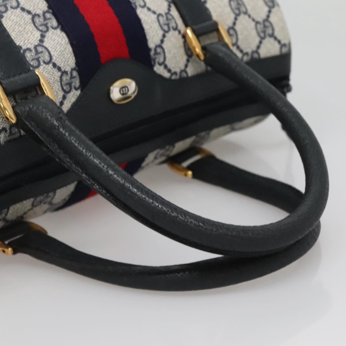 GUCCI GG Supreme Sherry Line Boston Bag PVC Navy Red gold 69 02 006 Auth 138326