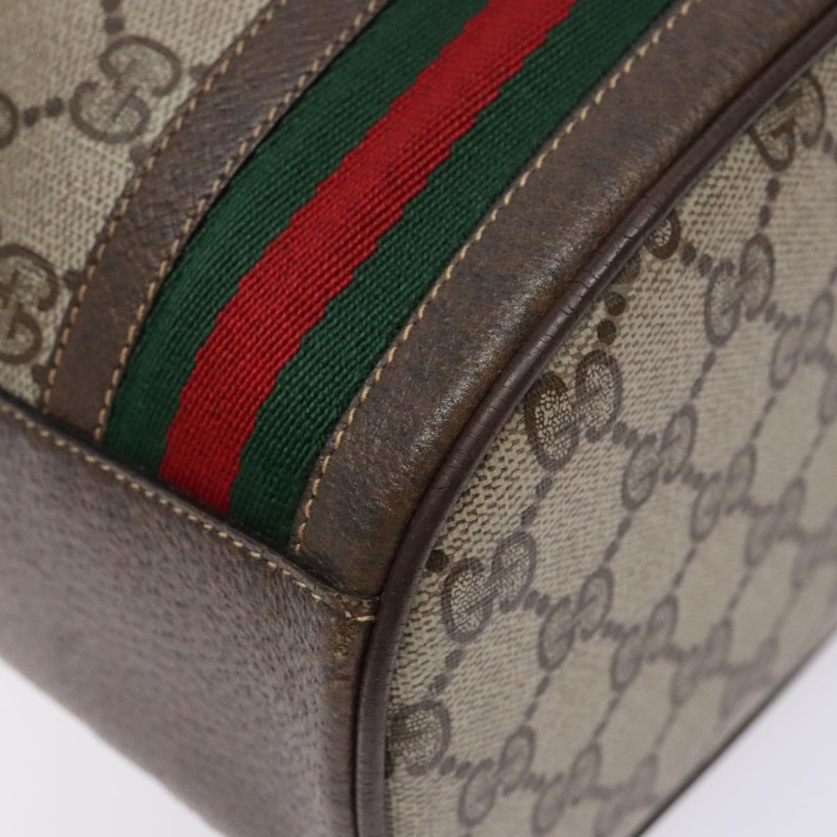 GUCCI GG Supreme Web Sherry Line Shoulder Bag PVC Beige 001 084 0850 Auth 138327