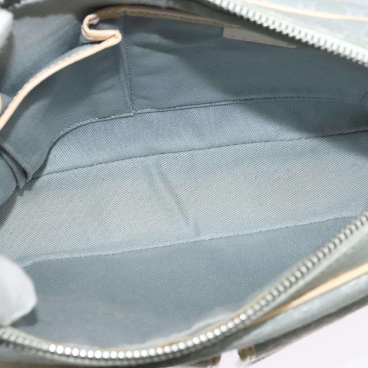 CELINE Macadam Canvas Shoulder Bag Light Blue Silver Auth 138328