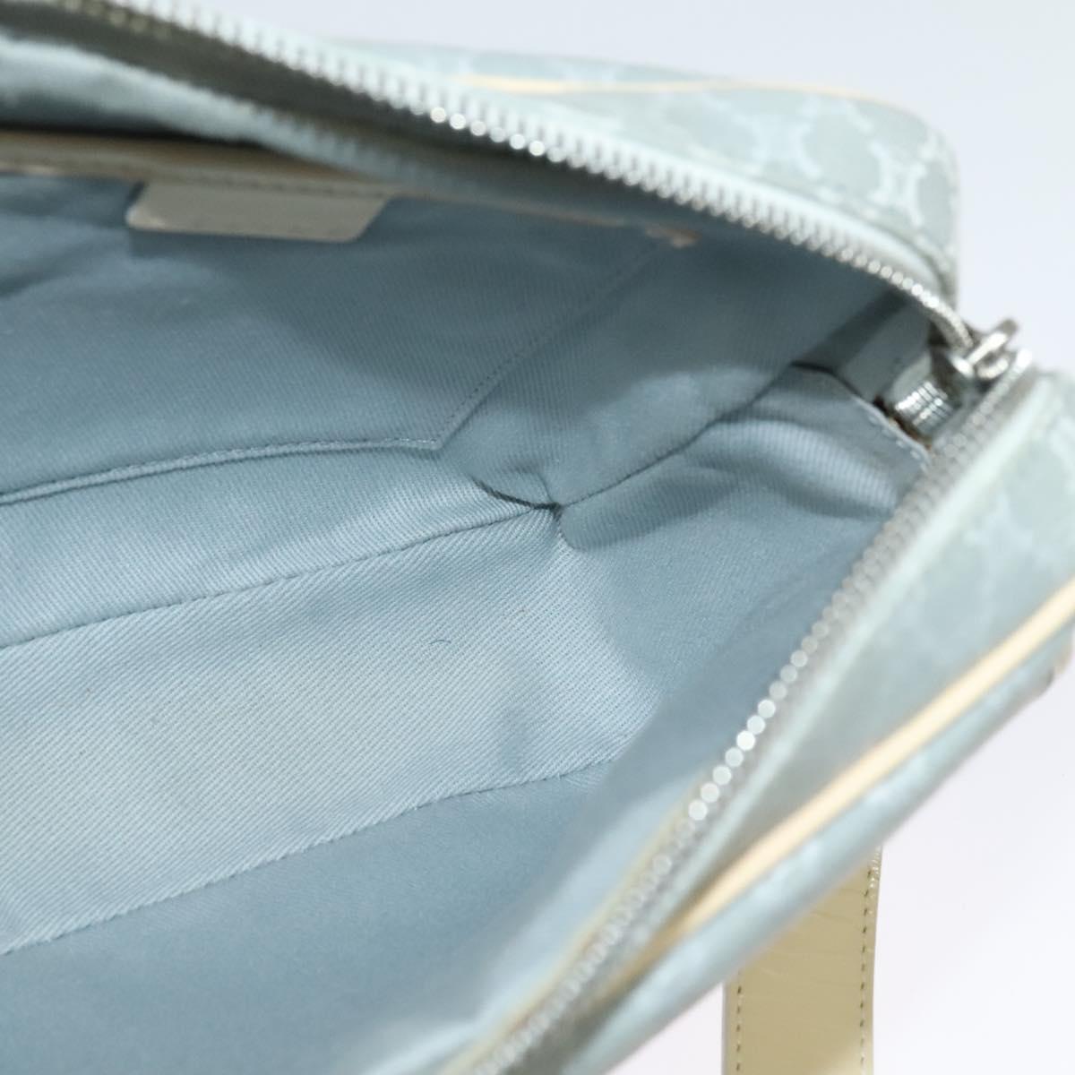 CELINE Macadam Canvas Shoulder Bag Light Blue Silver Auth 138328