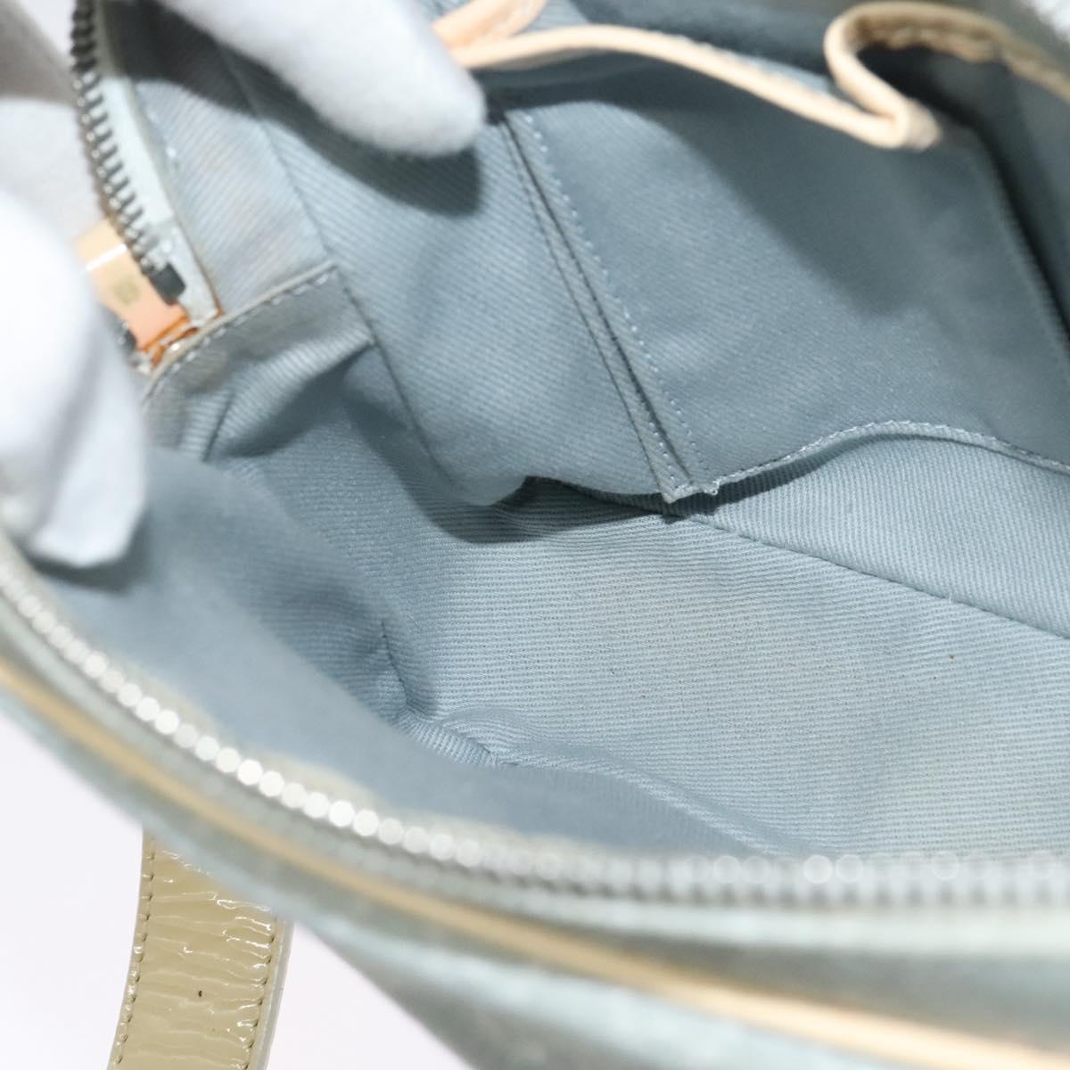 CELINE Macadam Canvas Shoulder Bag Light Blue Silver Auth 138328