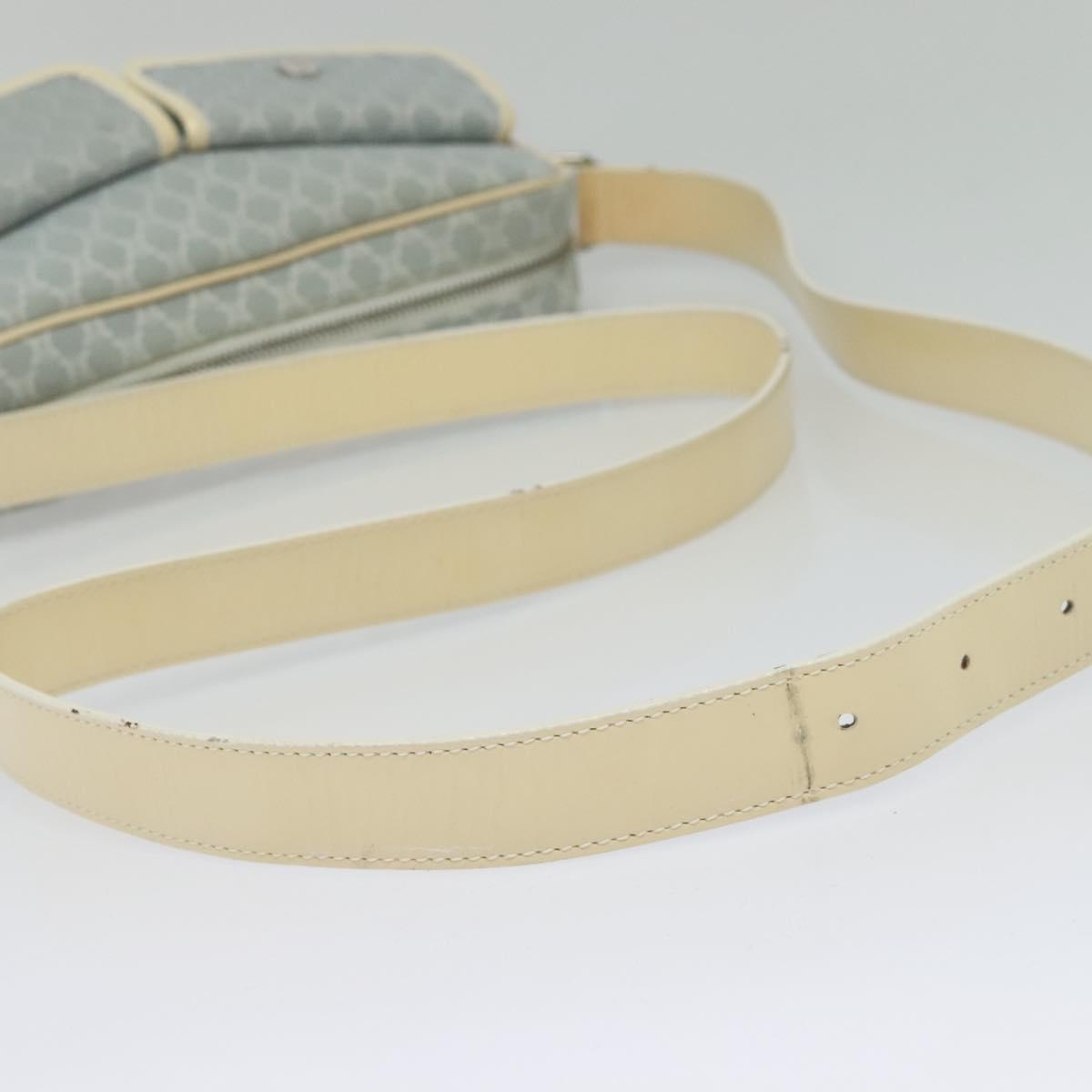 CELINE Macadam Canvas Shoulder Bag Light Blue Silver Auth 138328