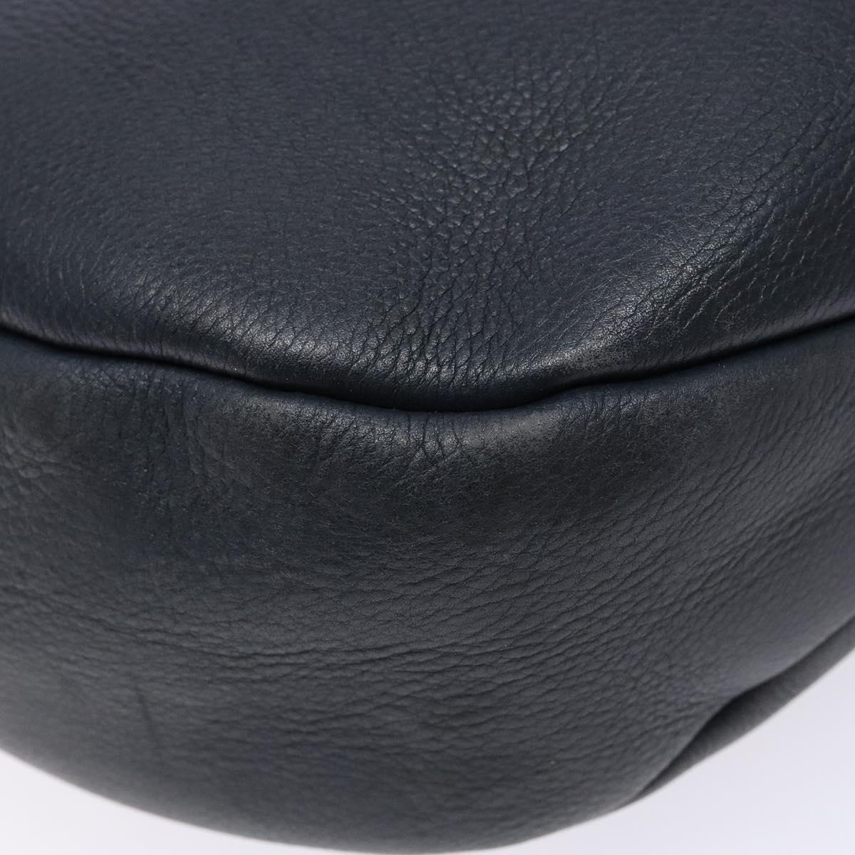 Salvatore Ferragamo Gancini Shoulder Bag Leather Navy Gold Auth 138329
