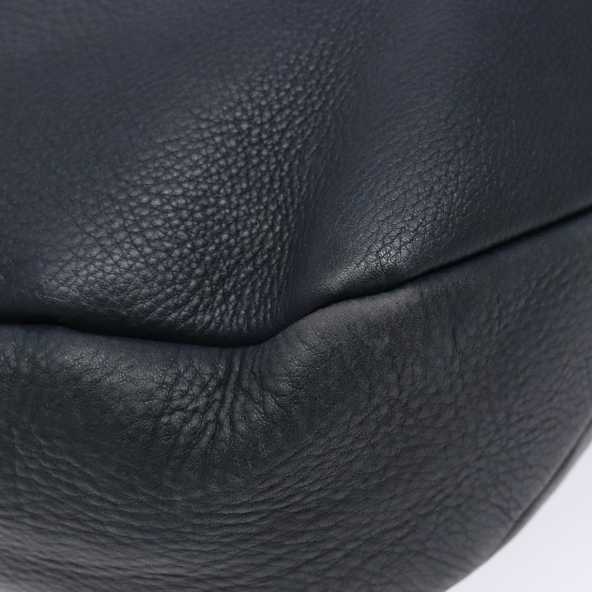 Salvatore Ferragamo Gancini Shoulder Bag Leather Navy Gold Auth 138329