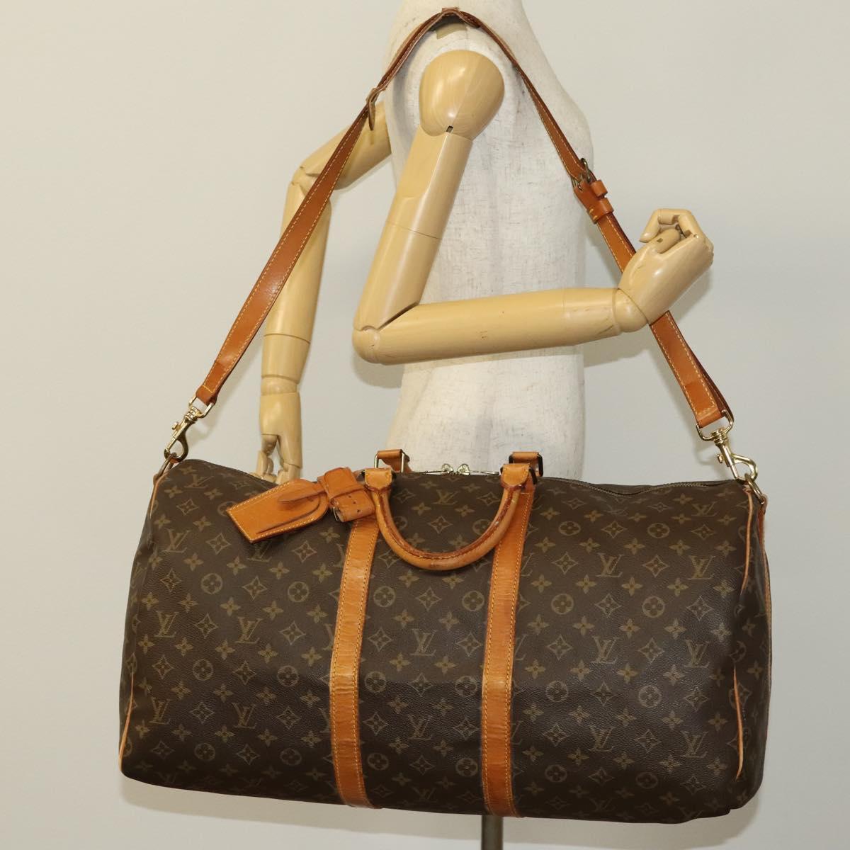 LOUIS VUITTON Monogram Keepall Bandouliere 55 Boston Bag M41414 LV Auth 138338