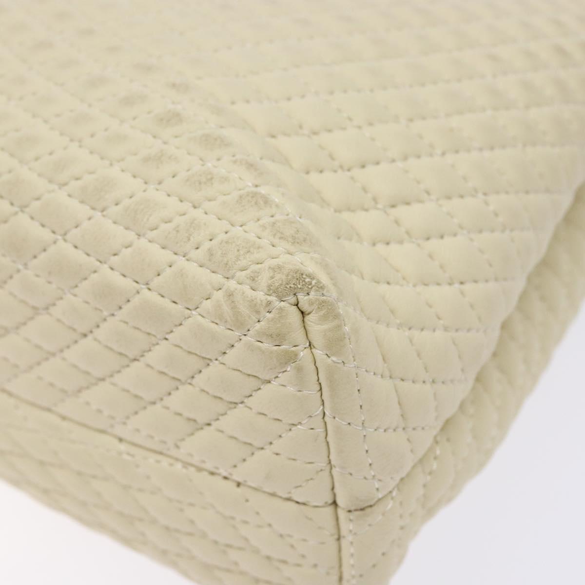 BALLY Hand Bag Leather Ivory Gold Auth 138341