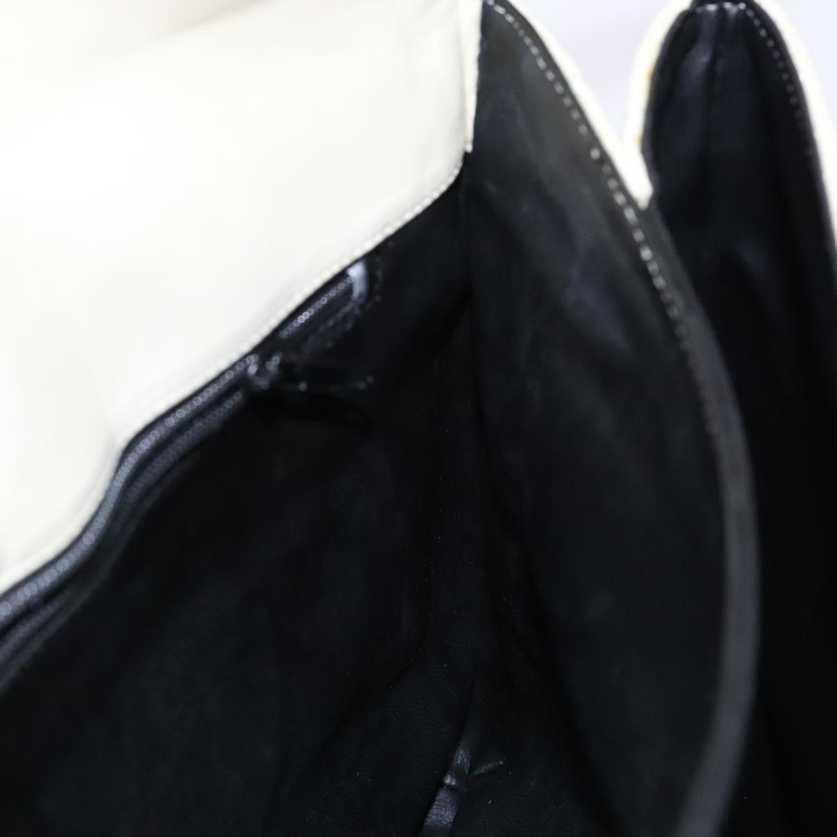 BALLY Hand Bag Leather Ivory Gold Auth 138341