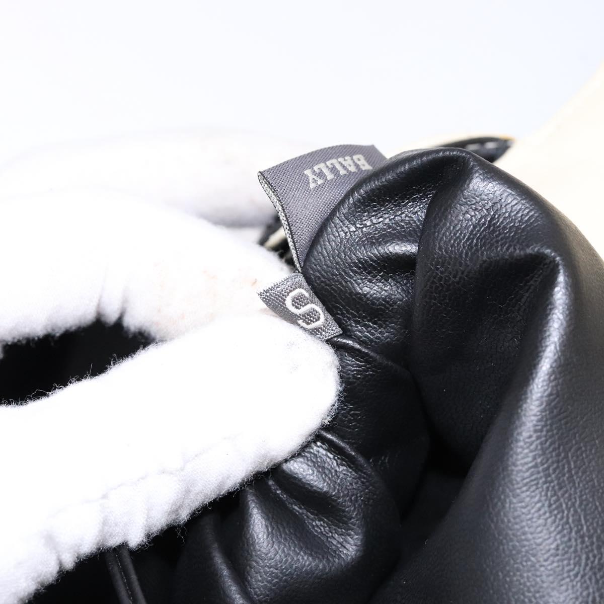 BALLY Hand Bag Leather Ivory Gold Auth 138341