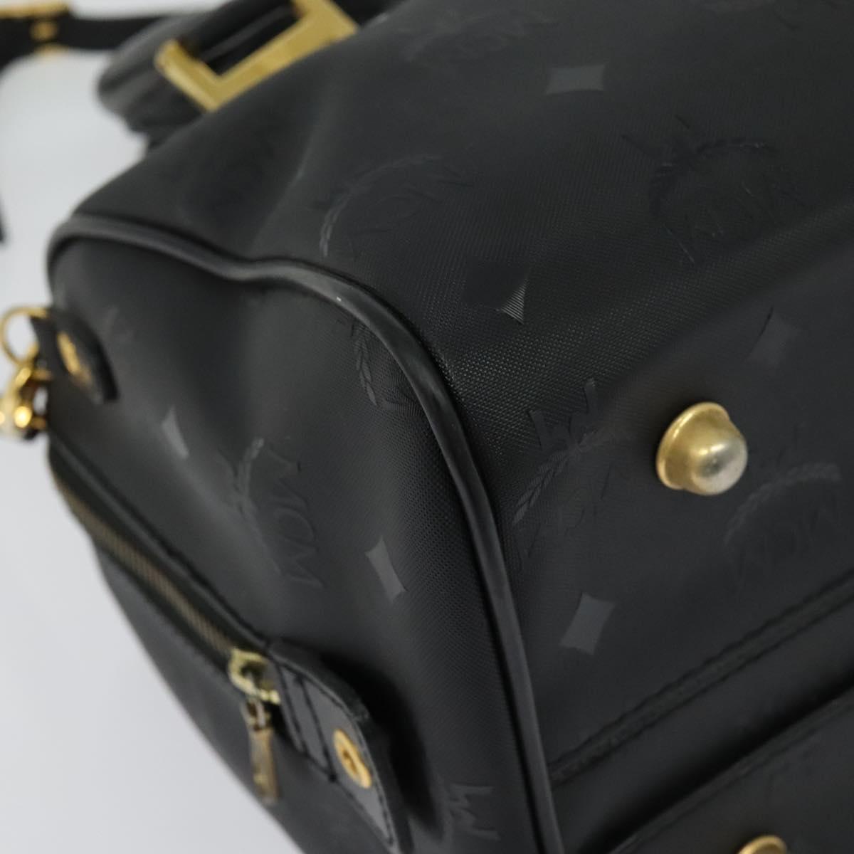 MCM Vicetos Logogram Hand Bag PVC 2way Black Gold Auth 138343