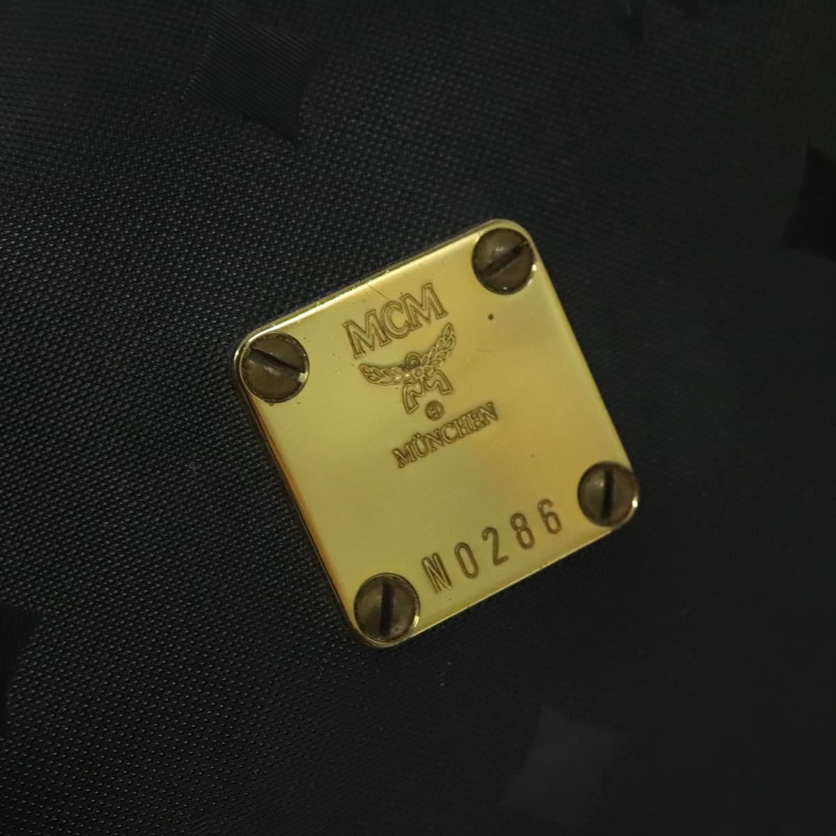 MCM Vicetos Logogram Hand Bag PVC 2way Black Gold Auth 138343