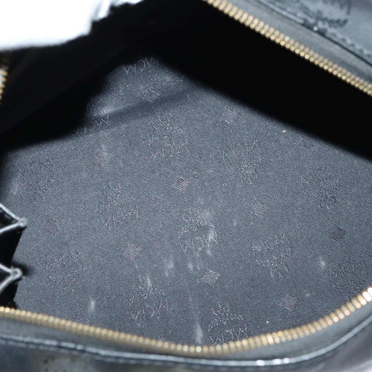 MCM Vicetos Logogram Hand Bag PVC 2way Black Gold Auth 138343
