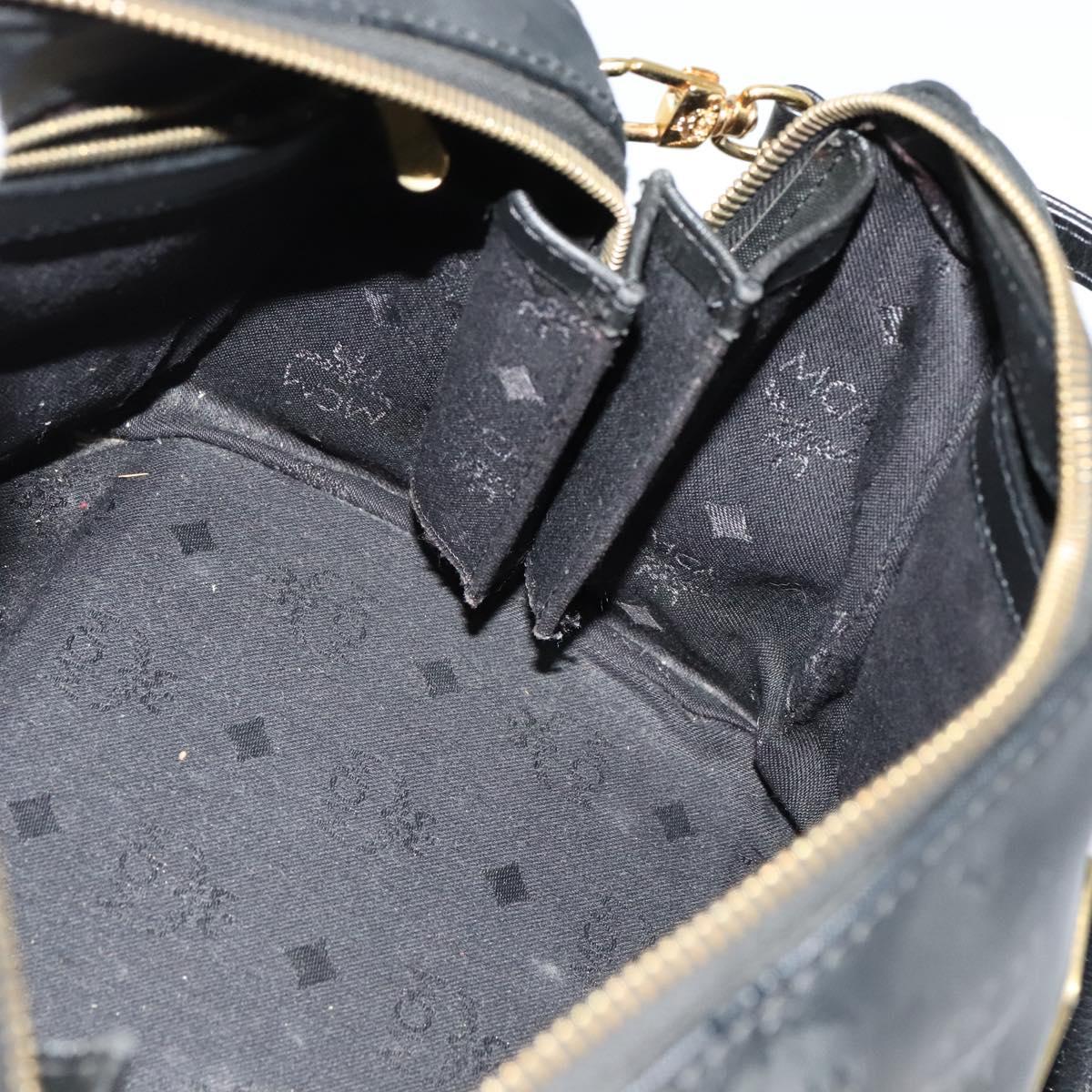 MCM Vicetos Logogram Hand Bag PVC 2way Black Gold Auth 138343