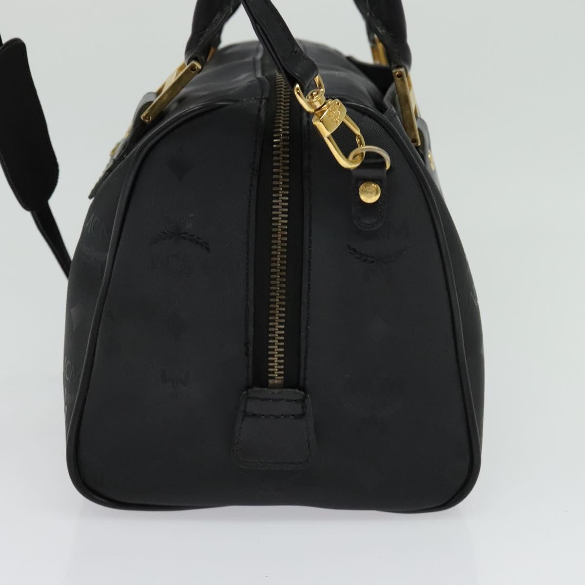 MCM Vicetos Logogram Hand Bag PVC 2way Black Gold Auth 138343