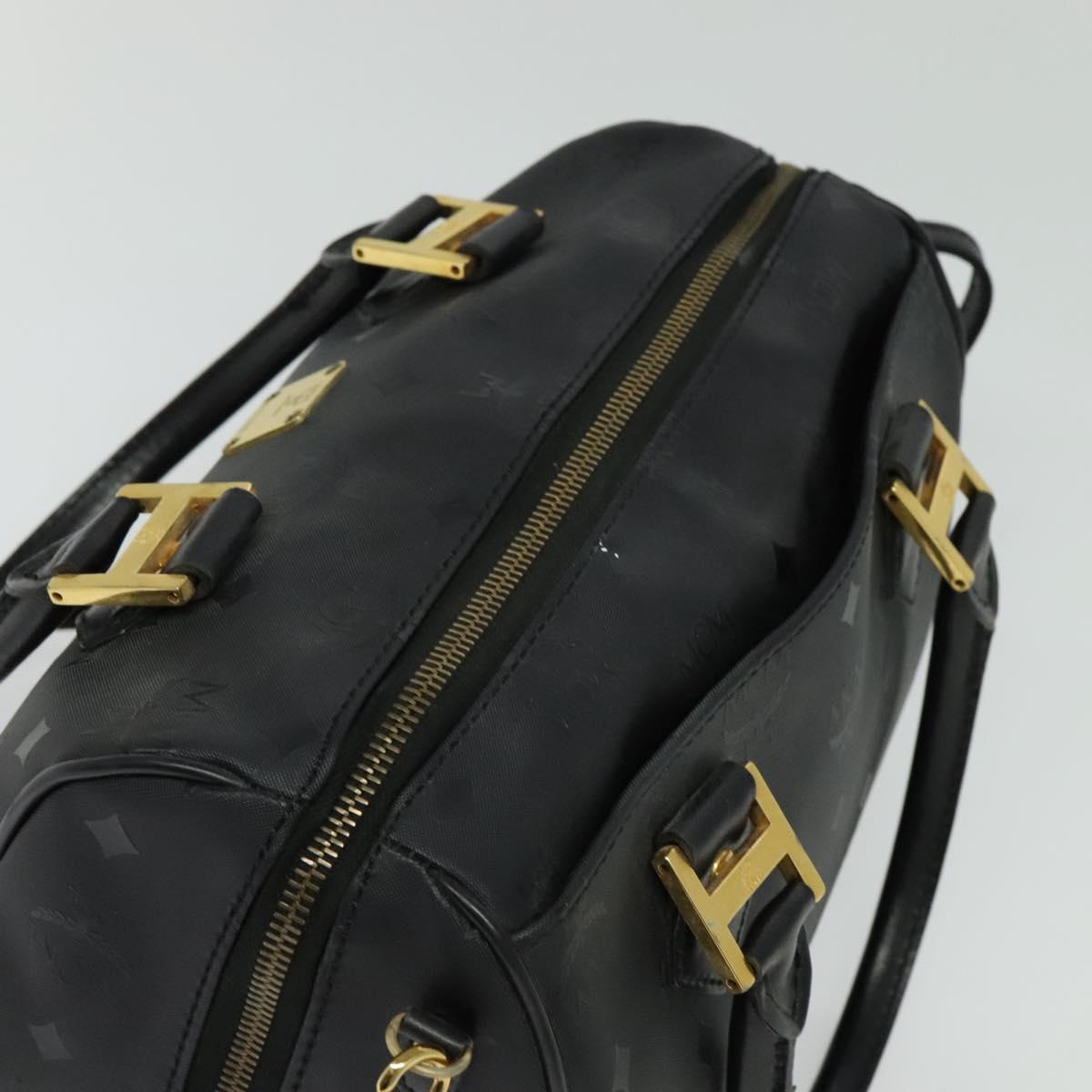 MCM Vicetos Logogram Hand Bag PVC 2way Black Gold Auth 138343