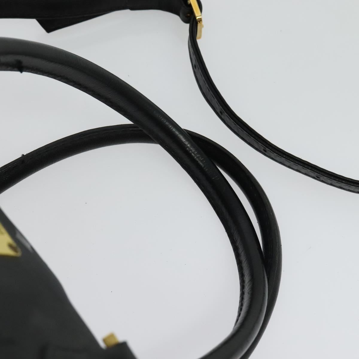 MCM Vicetos Logogram Hand Bag PVC 2way Black Gold Auth 138343