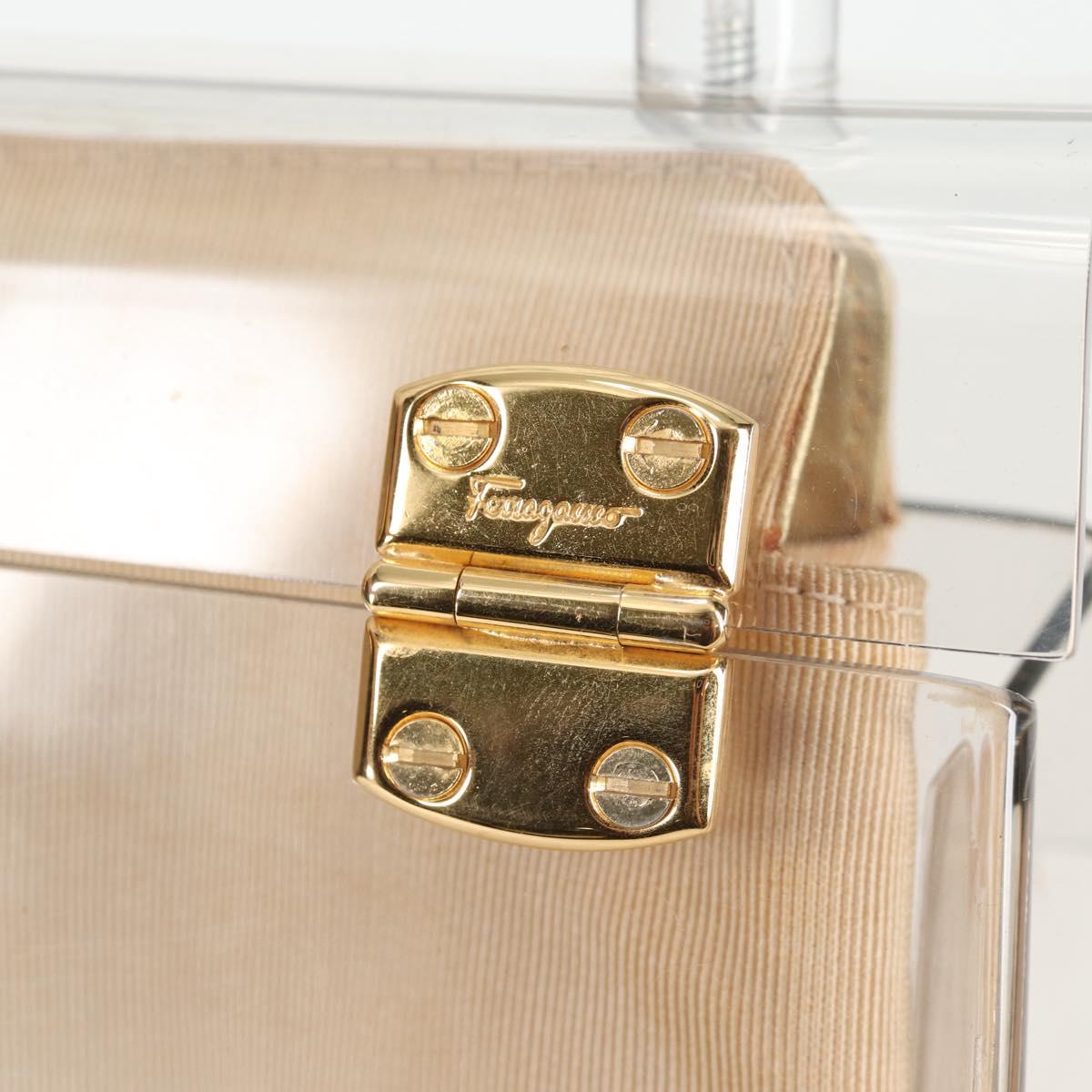 Salvatore Ferragamo Hand Bag Plastic Clear Gold Auth 138346A