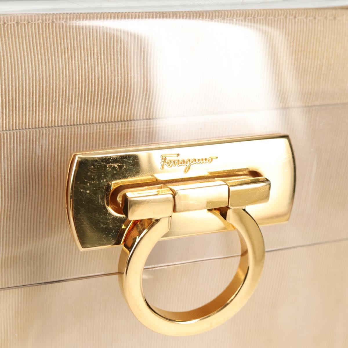 Salvatore Ferragamo Hand Bag Plastic Clear Gold Auth 138346SAV