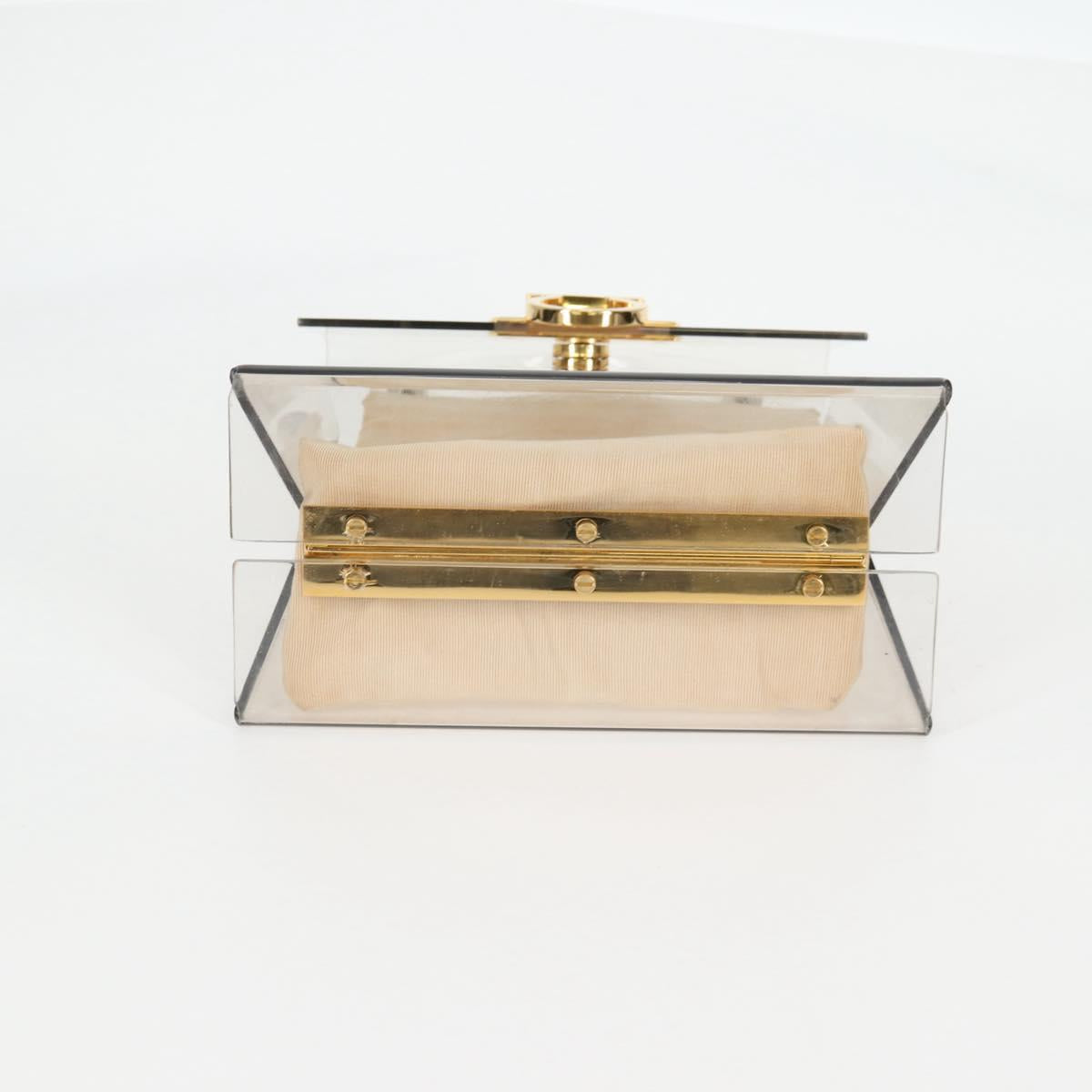 Salvatore Ferragamo Hand Bag Plastic Clear Gold Auth 138346SAV
