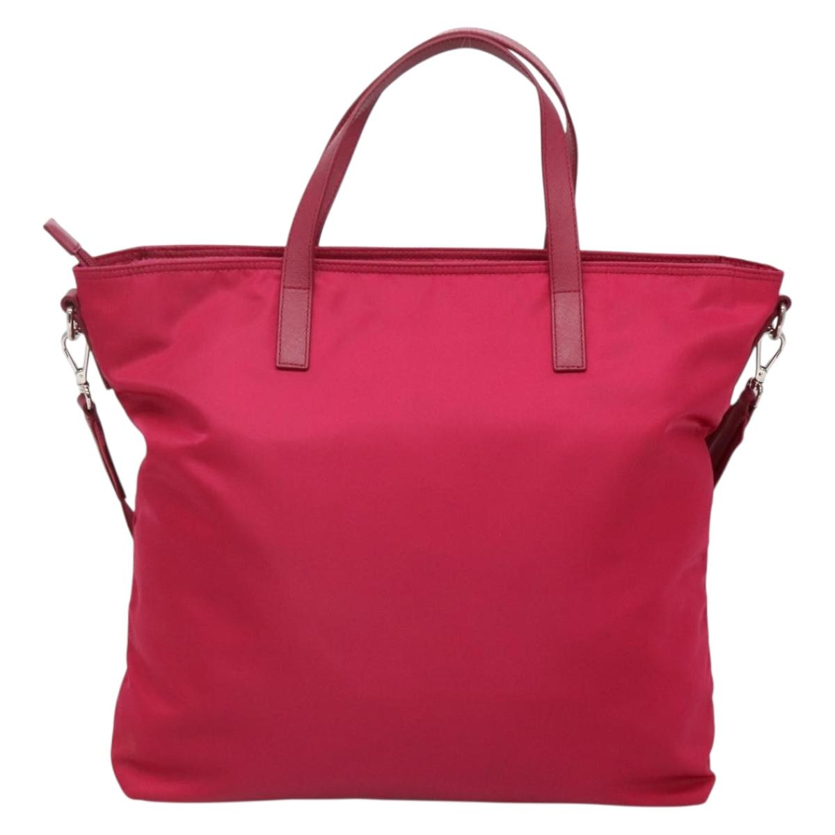 PRADA Tote Bag Nylon 2way Pink Silver Auth 138350