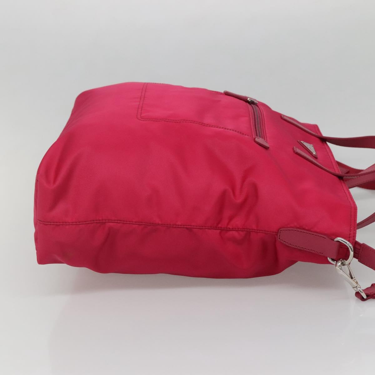 PRADA Tote Bag Nylon 2way Pink Silver Auth 138350