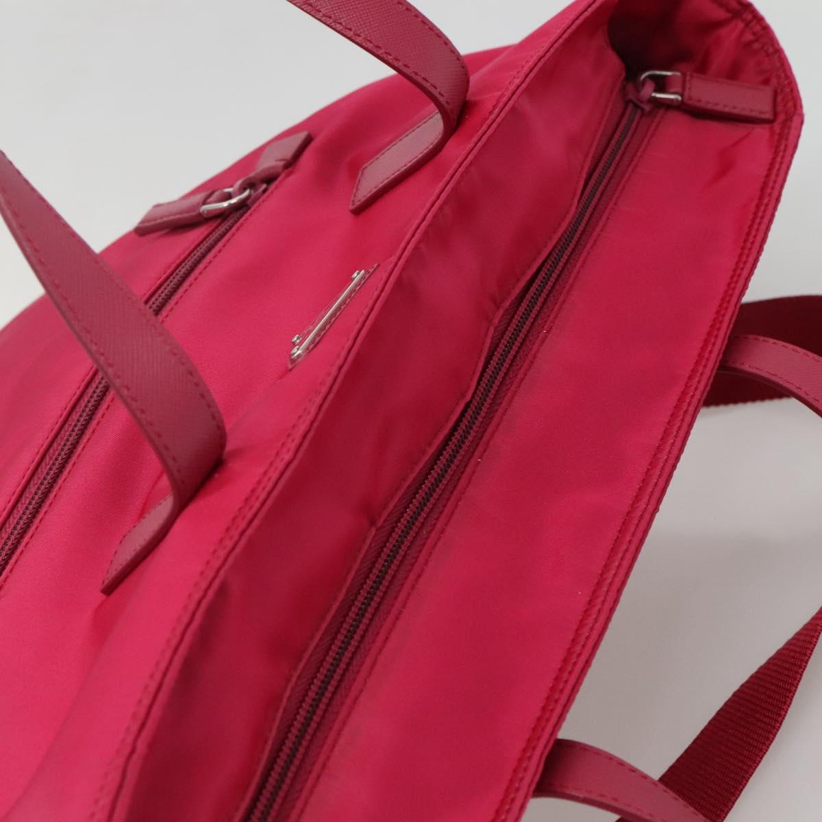 PRADA Tote Bag Nylon 2way Pink Silver Auth 138350