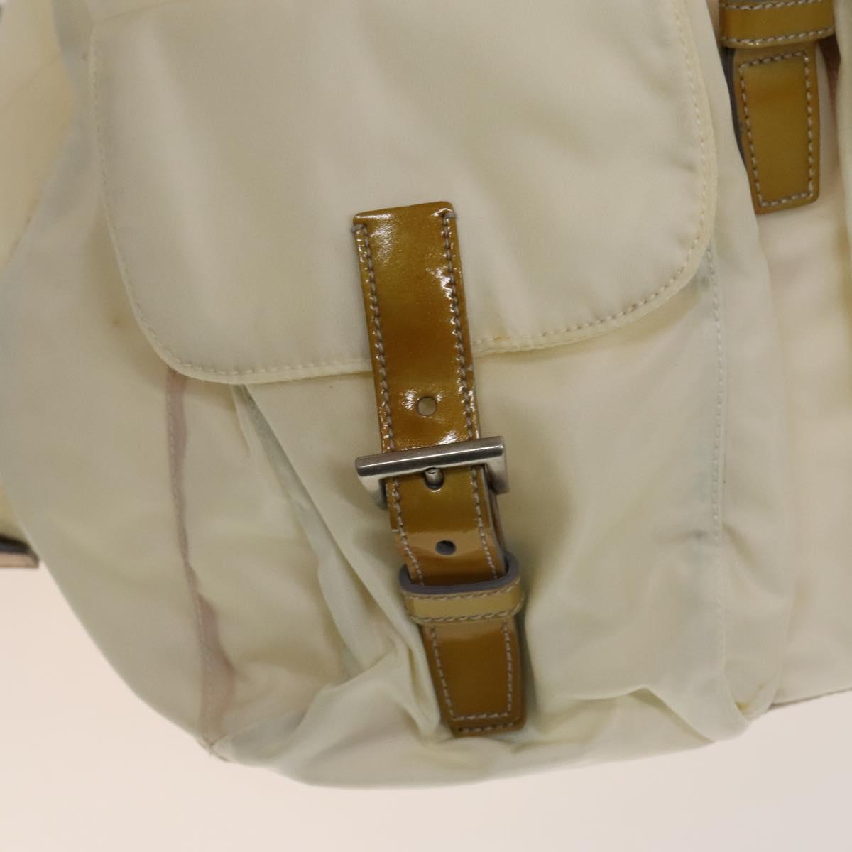 PRADA Backpack Nylon White Silver Auth 138353