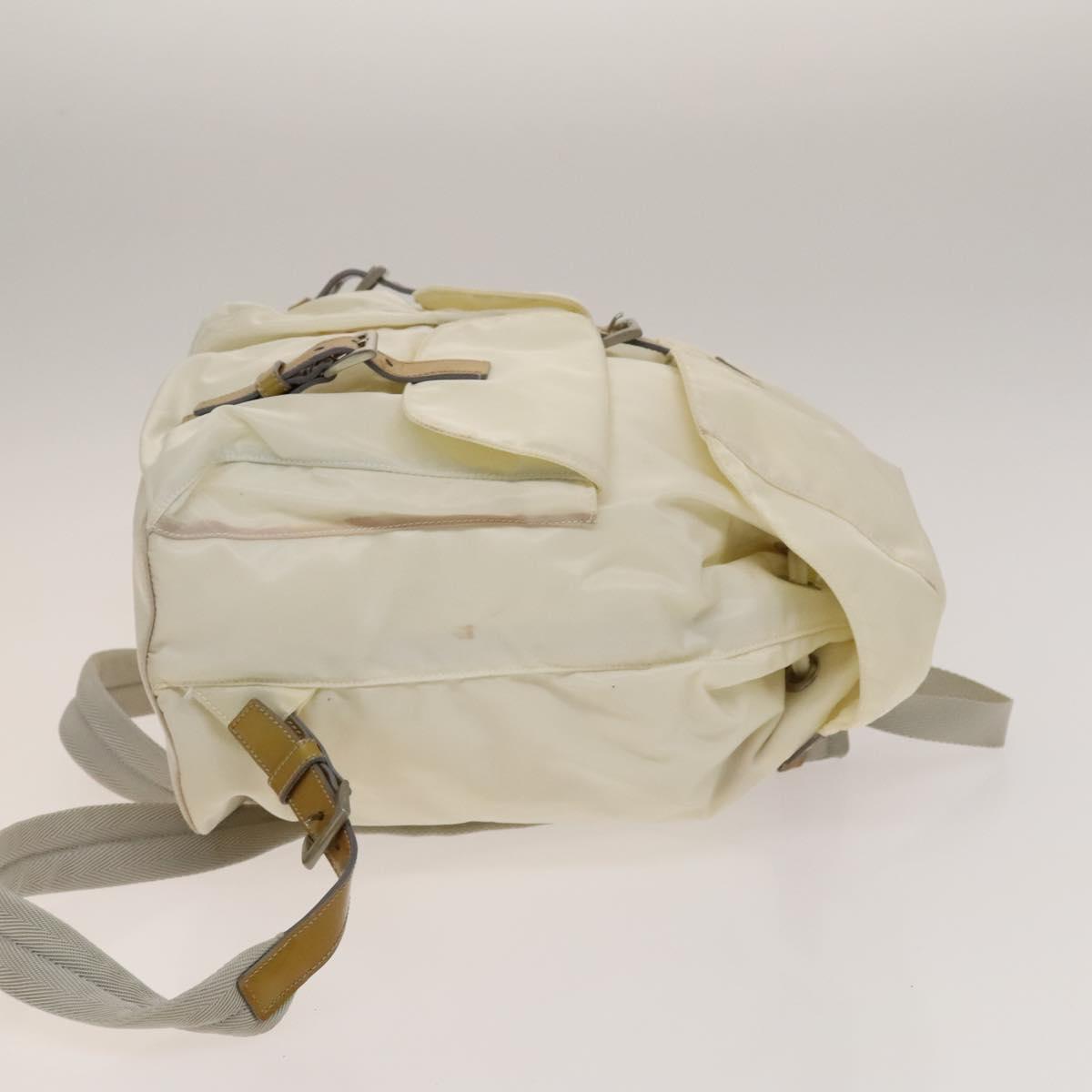 PRADA Backpack Nylon White Silver Auth 138353