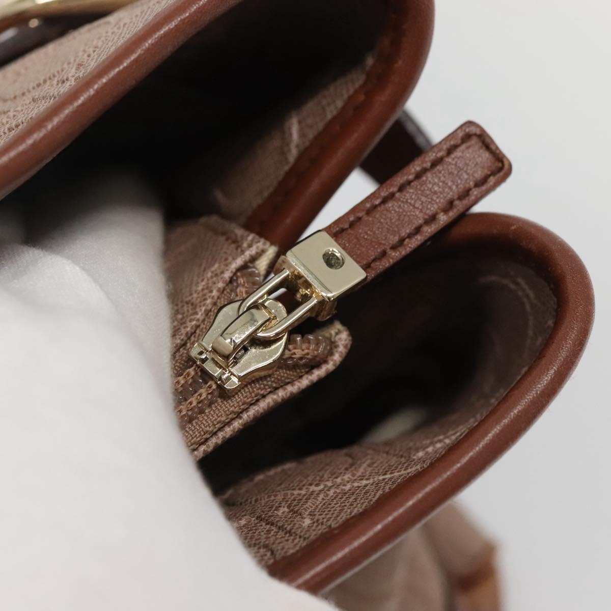 Salvatore Ferragamo Gancini Tote Bag Leather Brown Gold Auth 138354