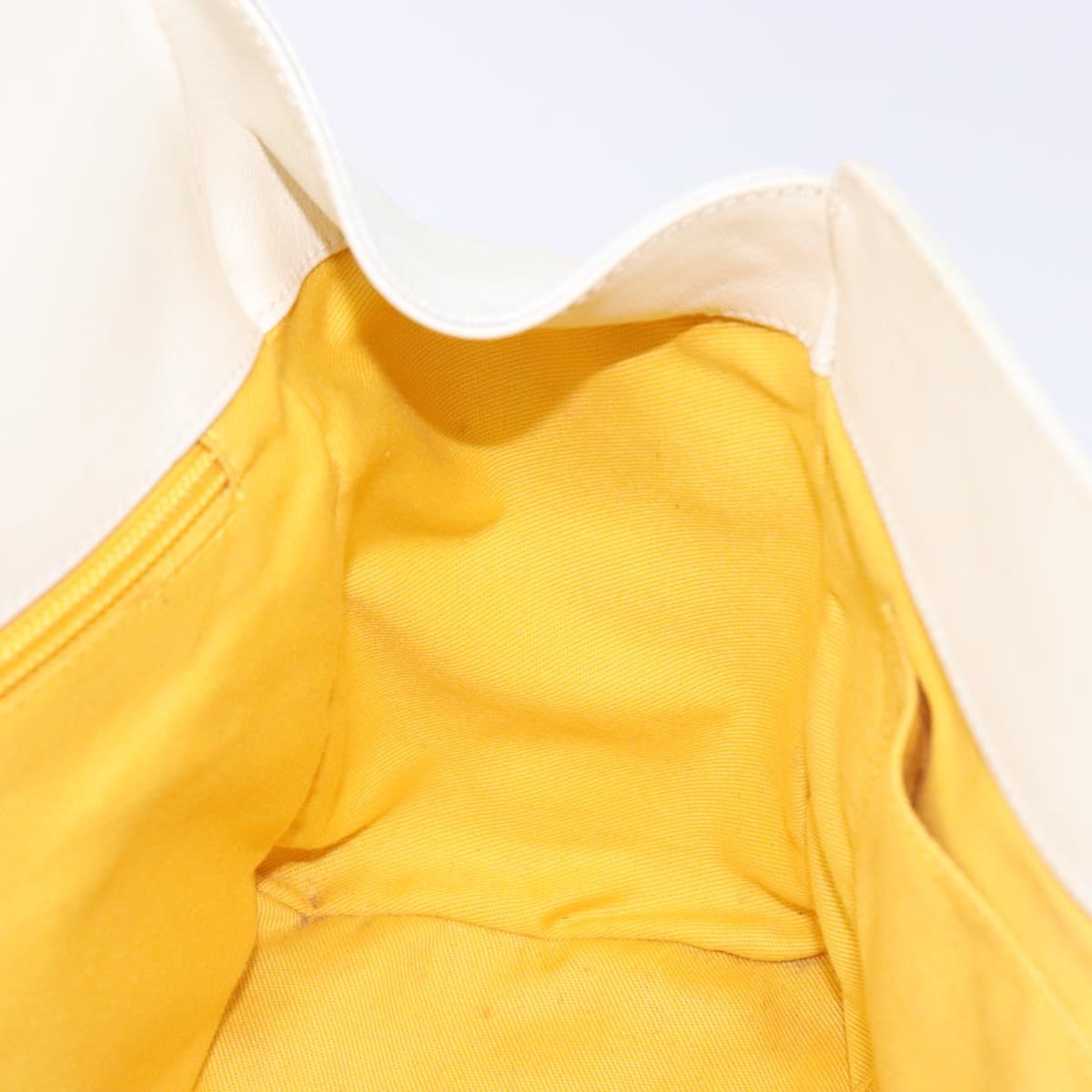 Salvatore Ferragamo Gancini Tote Bag Leather White gold Auth 138355