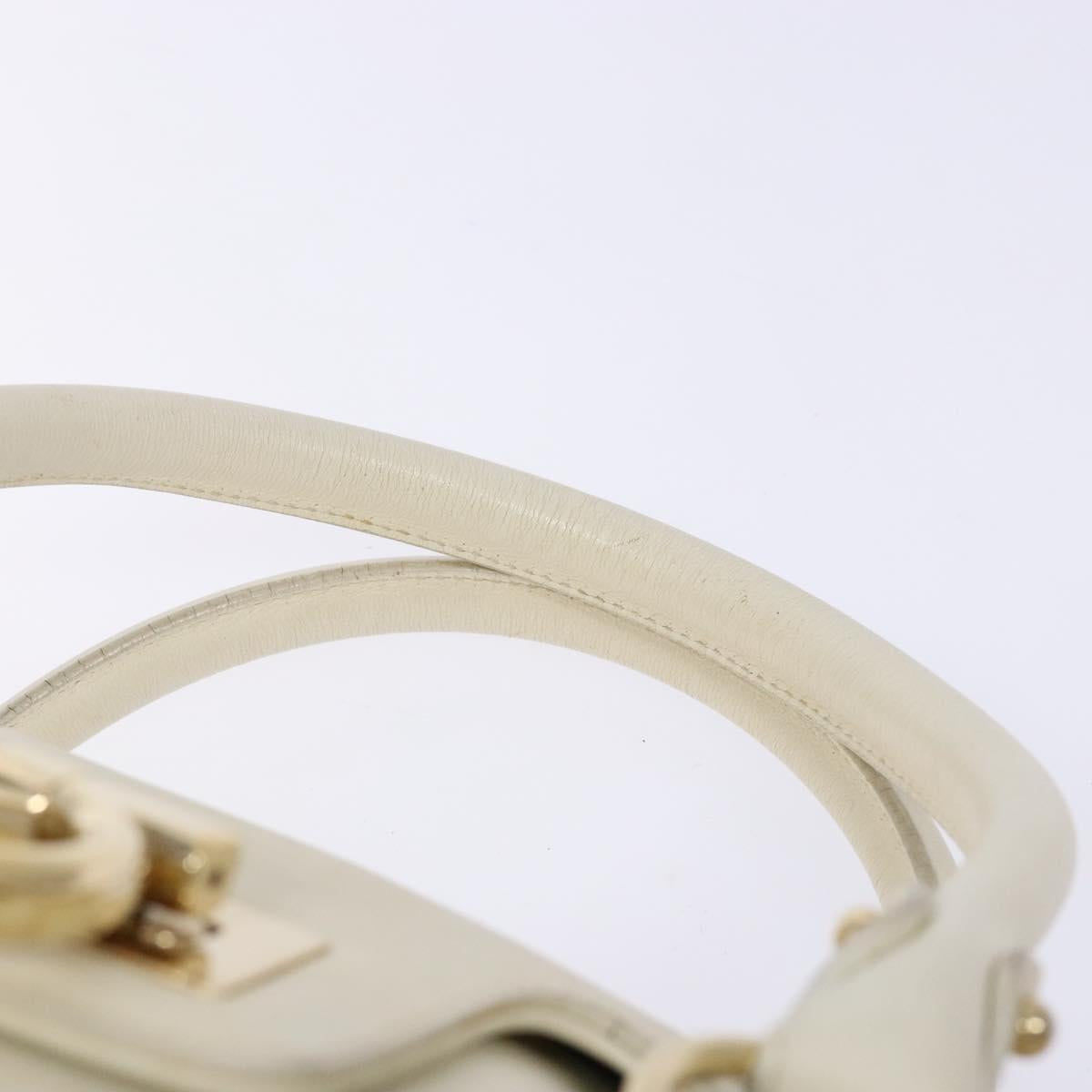 Salvatore Ferragamo Gancini Tote Bag Leather White gold Auth 138355