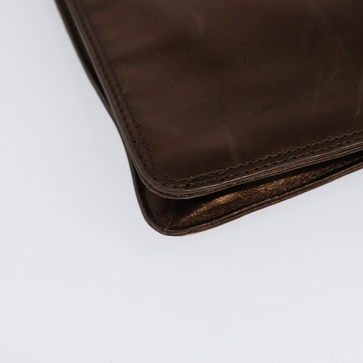 CHANEL Shoulder Bag Leather Brown CC Auth 138366