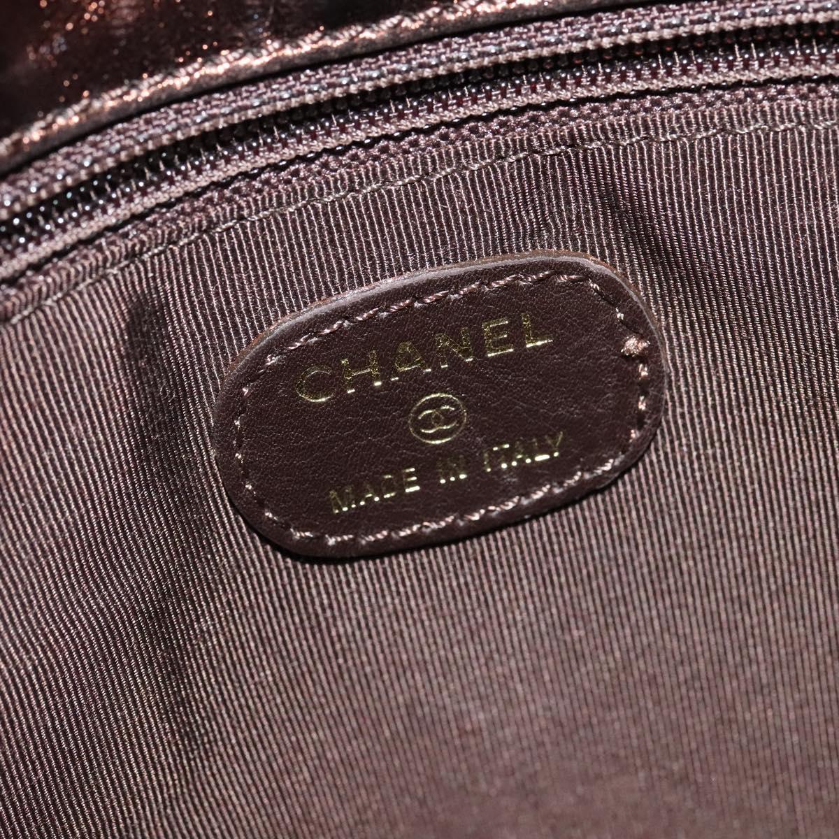 CHANEL Shoulder Bag Leather Brown CC Auth 138366