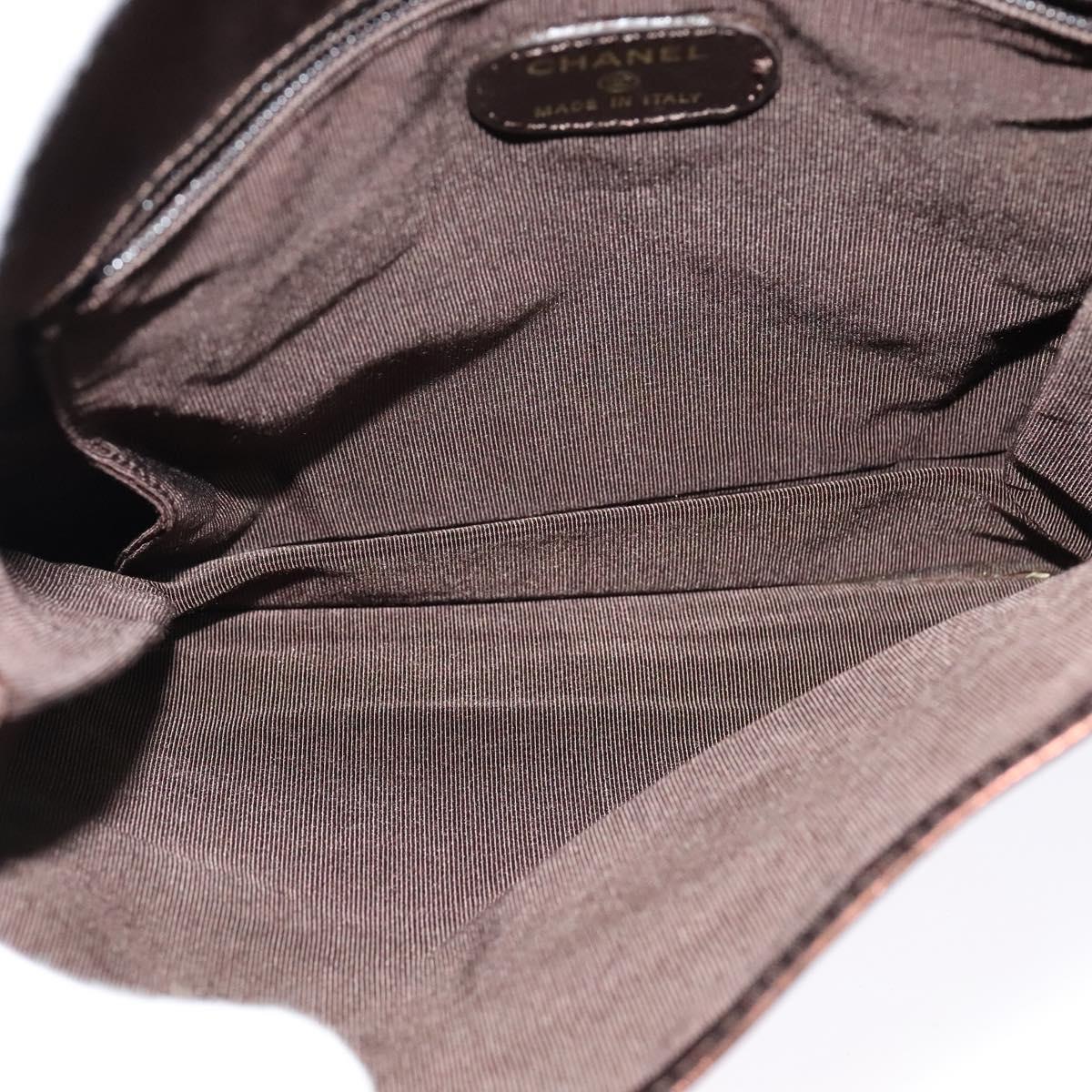 CHANEL Shoulder Bag Leather Brown CC Auth 138366