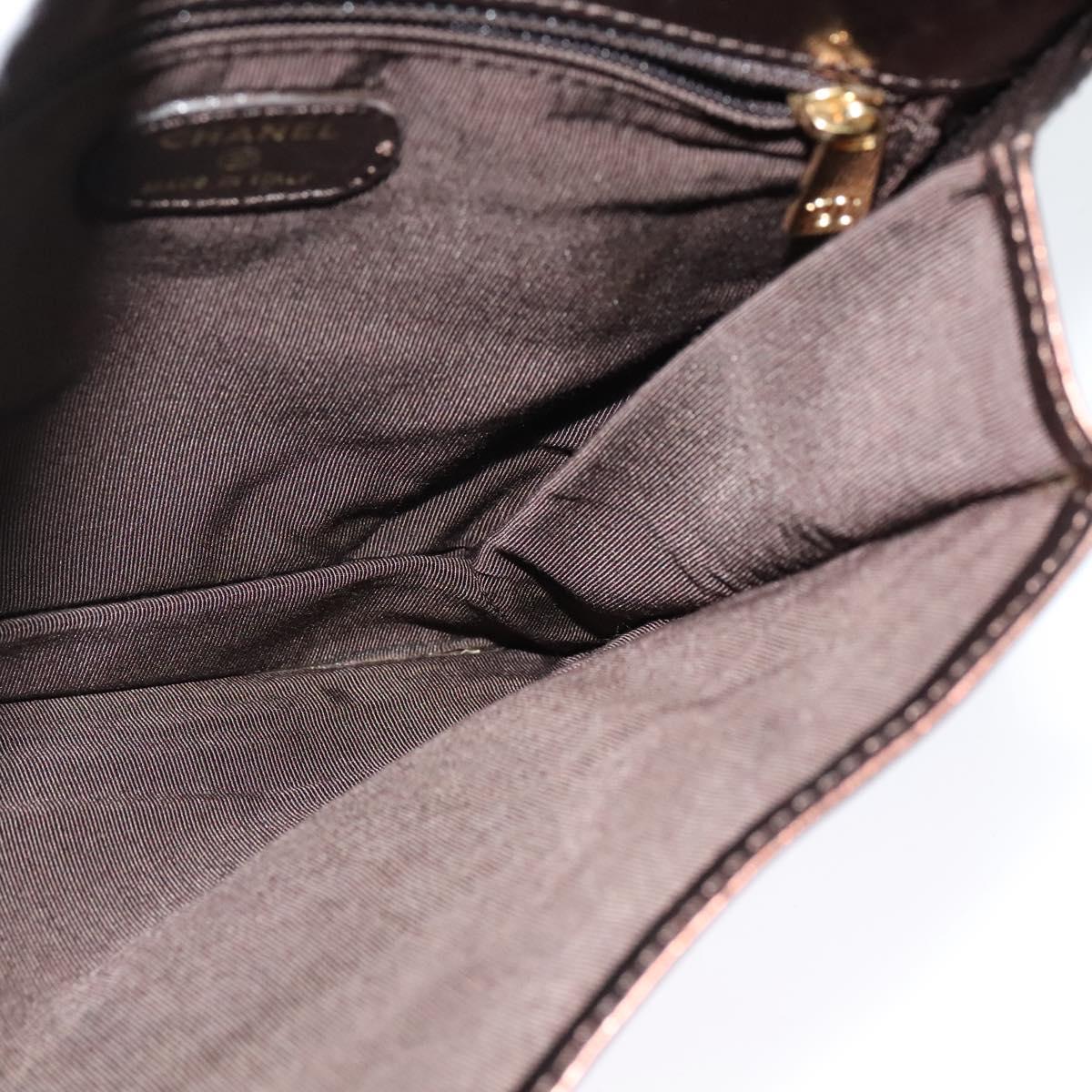 CHANEL Shoulder Bag Leather Brown CC Auth 138366