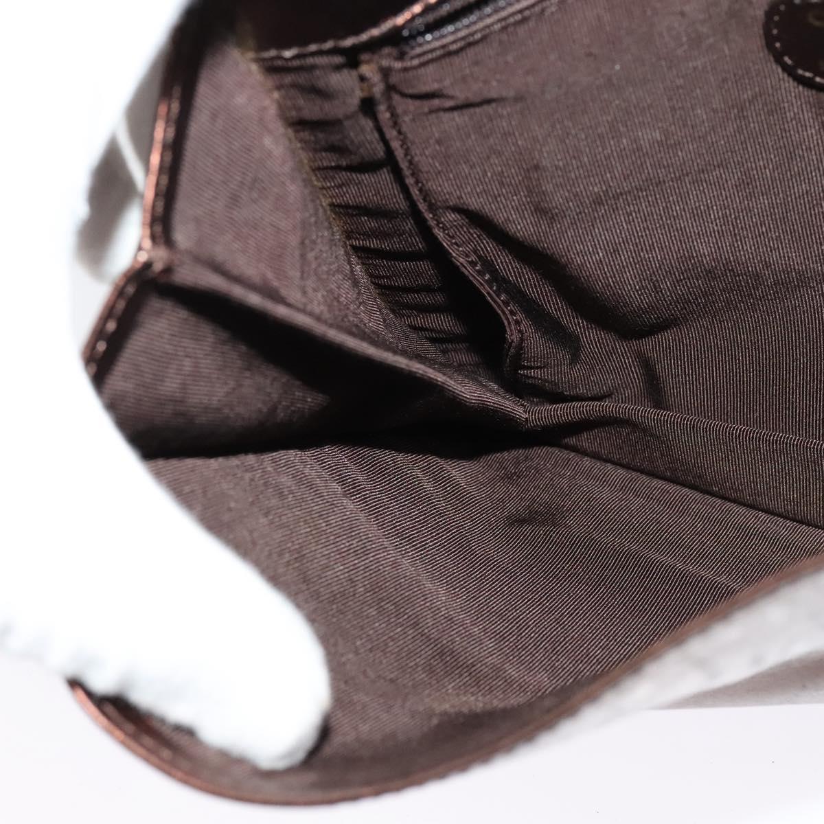 CHANEL Shoulder Bag Leather Brown CC Auth 138366